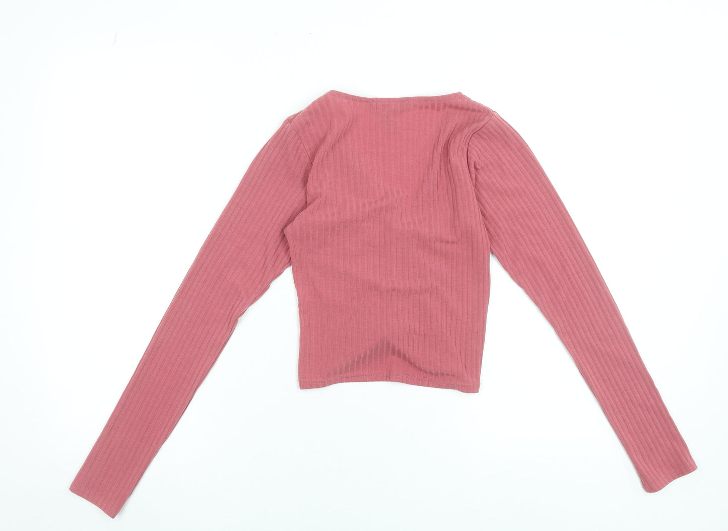 Womens UK Size 8 New Look Pink Cropped T-Shirt