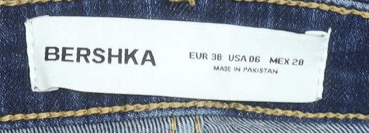 Bershka Women's Blue Flared Denim Jeans Size 10 Regular Stretch