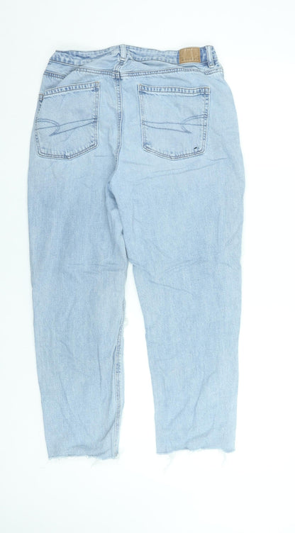 American Eagle Womens Blue Distressed High Rise Mom Jeans Size 12