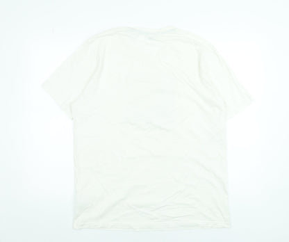 Tiffosi Men's White Graphic Cotton Crew Neck Short Sleeve T-Shirt L