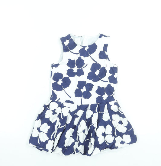 Jasper Conran Girls Blue Floral Fit & Flare Sleeveless Dress Age 3-4 Years