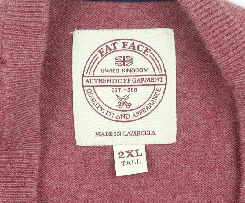 Fat Face Men’s Red Cotton Wool Crew Neck Jumper 2XL Tall