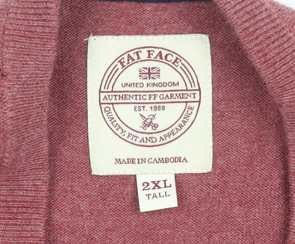 Fat Face Men’s Red Cotton Wool Crew Neck Jumper 2XL Tall