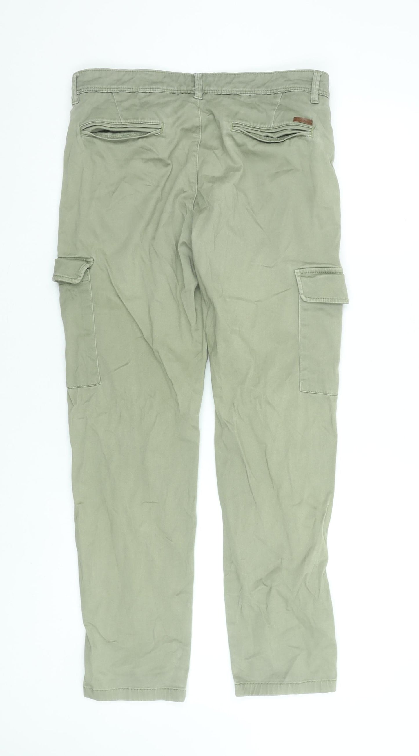 Jack & Jones Men's Green Cargo Trousers Size 33W 32L Slim Fit Cotton