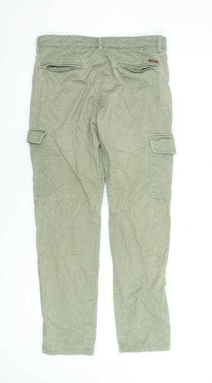 Jack & Jones Men's Green Cargo Trousers Size 33W 32L Slim Fit Cotton