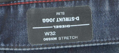 Diesel D-Strukt Jogg Slim Blue Men's Jeans W32 Straight Fit Cotton Blend
