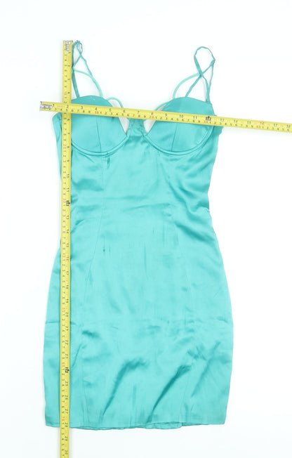 Oh Polly Women Blue Size 4 Bodycon Short Dress