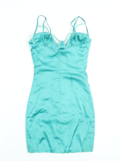 Oh Polly Women Blue Size 4 Bodycon Short Dress