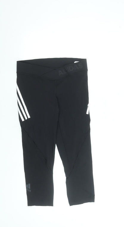 Adidas Womens Black Alphaskin Capri Leggings Size M 12-14 Climachill