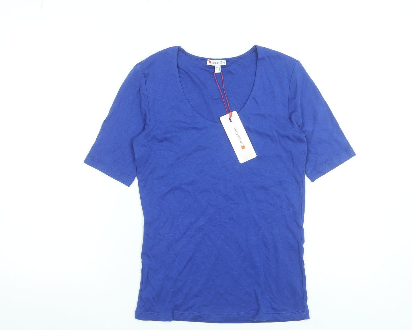 Womens UK Size 8 Street One Blue Basic T-Shirt
