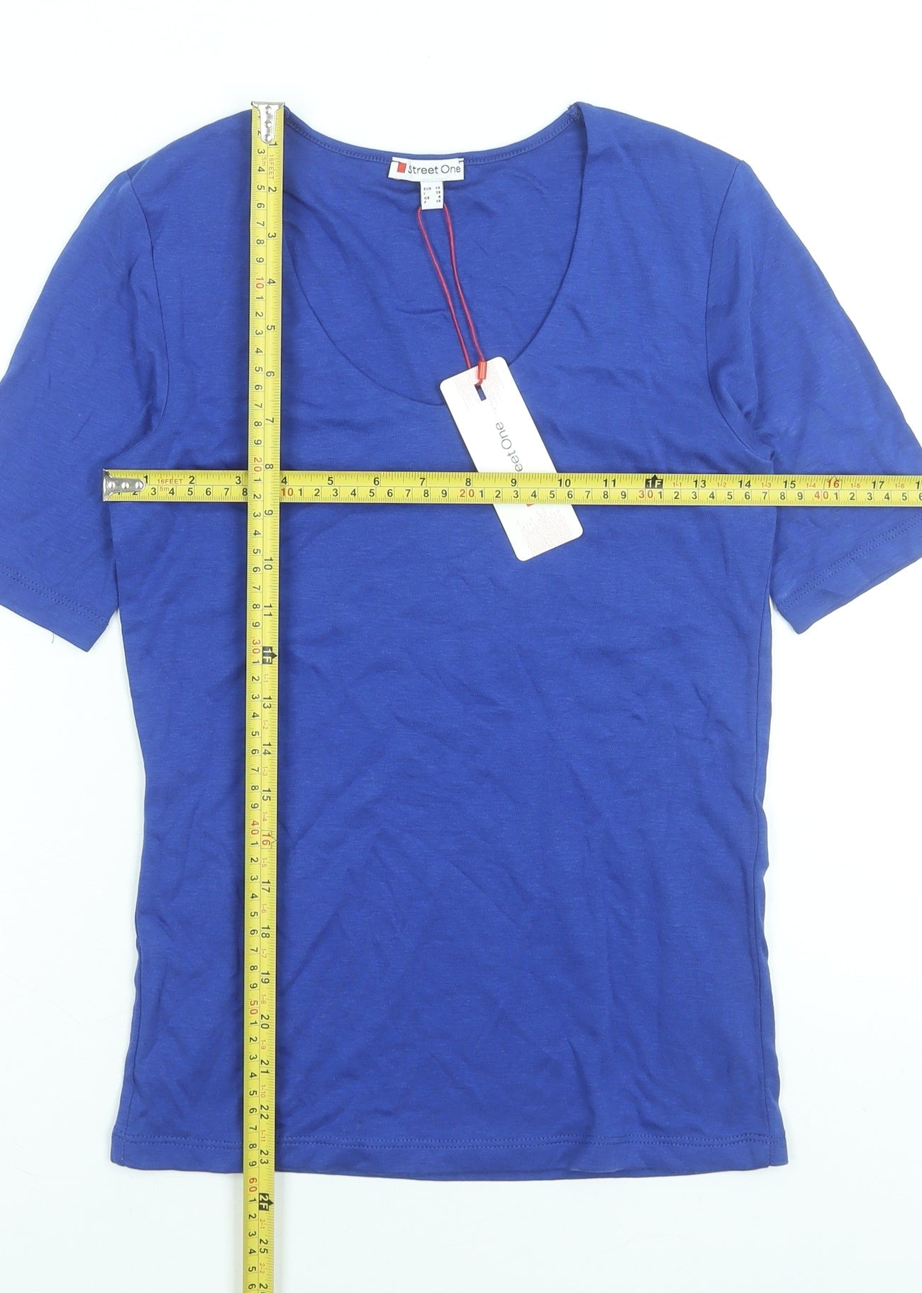 Womens UK Size 8 Street One Blue Basic T-Shirt