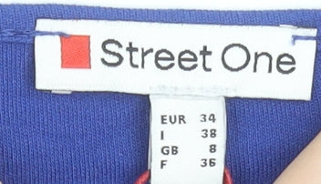 Womens UK Size 8 Street One Blue Basic T-Shirt