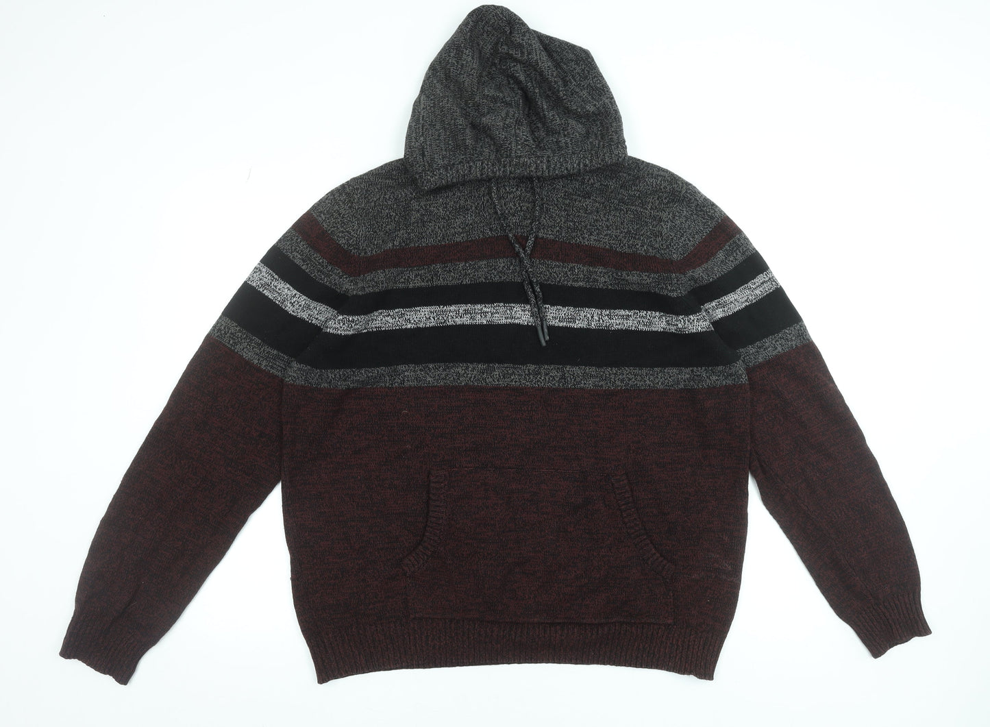 Urban Pipeline Men's Multicoloured 2XL Striped Knit Pullover Hoodie