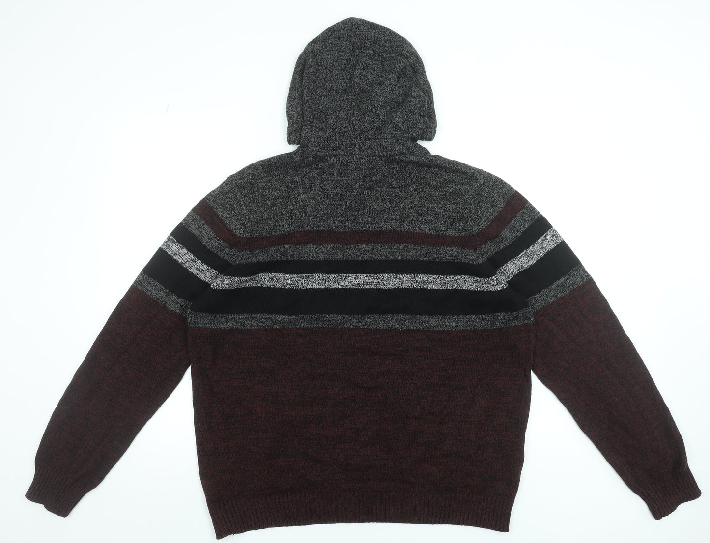 Urban Pipeline Men's Multicoloured 2XL Striped Knit Pullover Hoodie