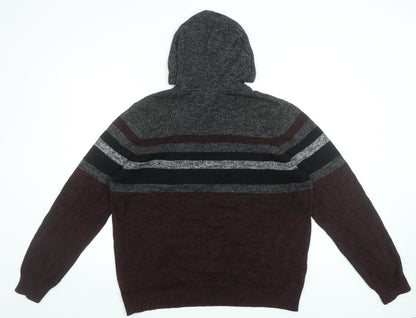 Urban Pipeline Men's Multicoloured 2XL Striped Knit Pullover Hoodie