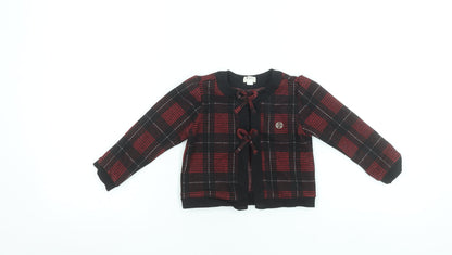 River Island Mini Red & Black Check Knit Cardigan 12-18 Months