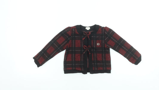 River Island Mini Red & Black Check Knit Cardigan 12-18 Months