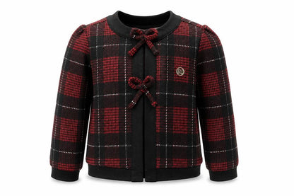River Island Mini Red & Black Check Knit Cardigan 12-18 Months