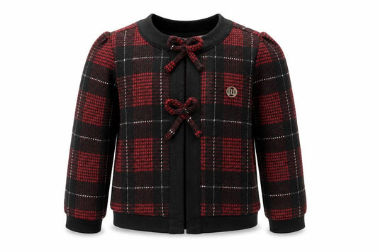 River Island Mini Red & Black Check Knit Cardigan 12-18 Months