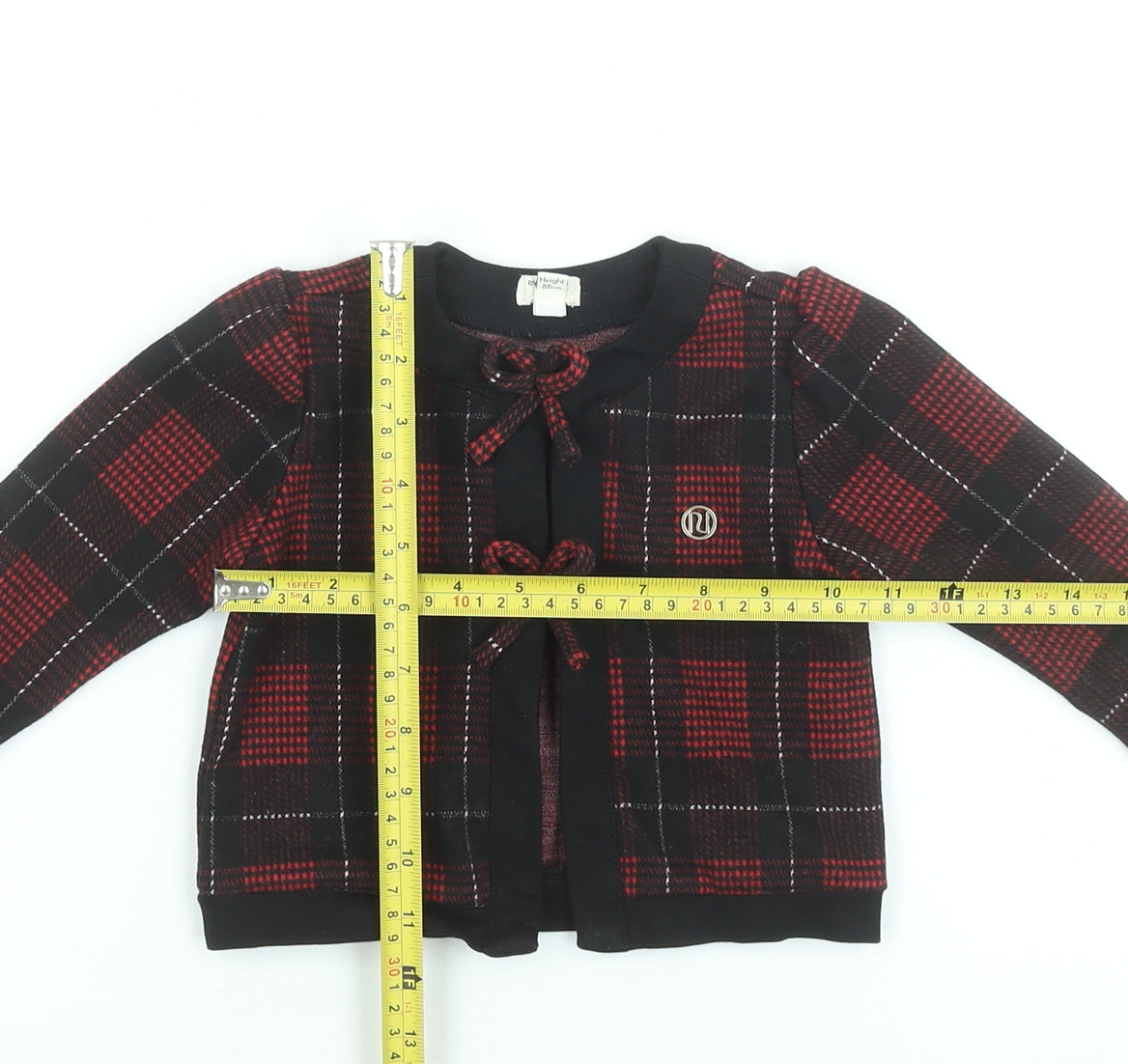 River Island Mini Red & Black Check Knit Cardigan 12-18 Months