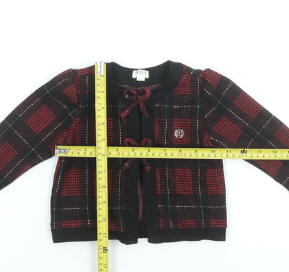 River Island Mini Red & Black Check Knit Cardigan 12-18 Months