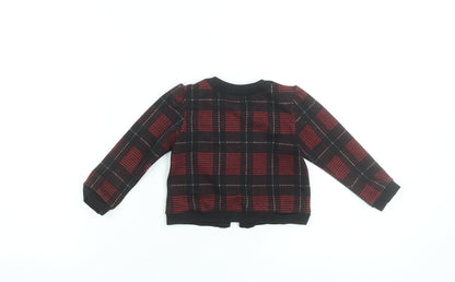 River Island Mini Red & Black Check Knit Cardigan 12-18 Months