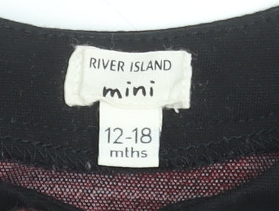 River Island Mini Red & Black Check Knit Cardigan 12-18 Months