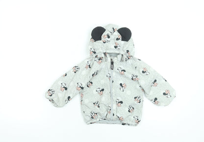 Disney Unisex Baby Grey Minnie Mouse Hooded Puffer Jacket 9-12 Months