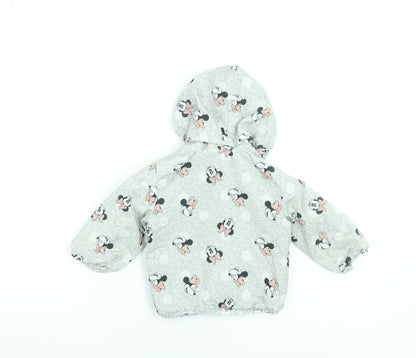 Disney Unisex Baby Grey Minnie Mouse Hooded Puffer Jacket 9-12 Months