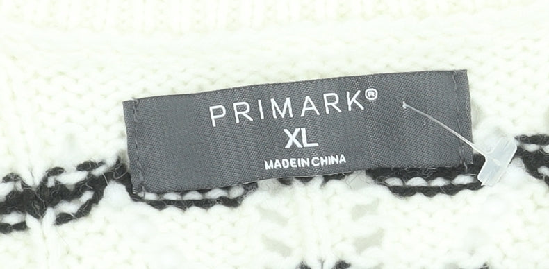 Primark Women’s Ivory Black Striped V-Neck Knit Cardigan XL