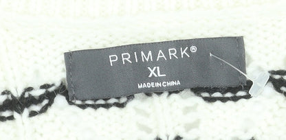 Primark Women’s Ivory Black Striped V-Neck Knit Cardigan XL