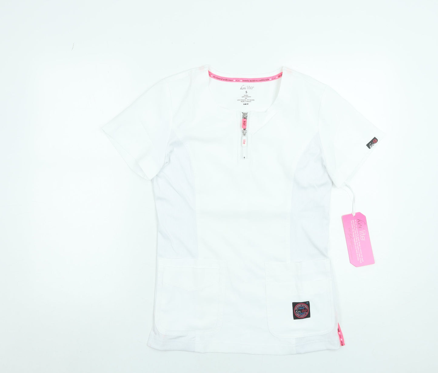 Womens UK Size S Koi Lite White Basic T-Shirt