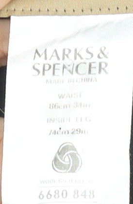 Marks and Spencer Men's Black Wool Cashmere Dress Pants 34W 29L