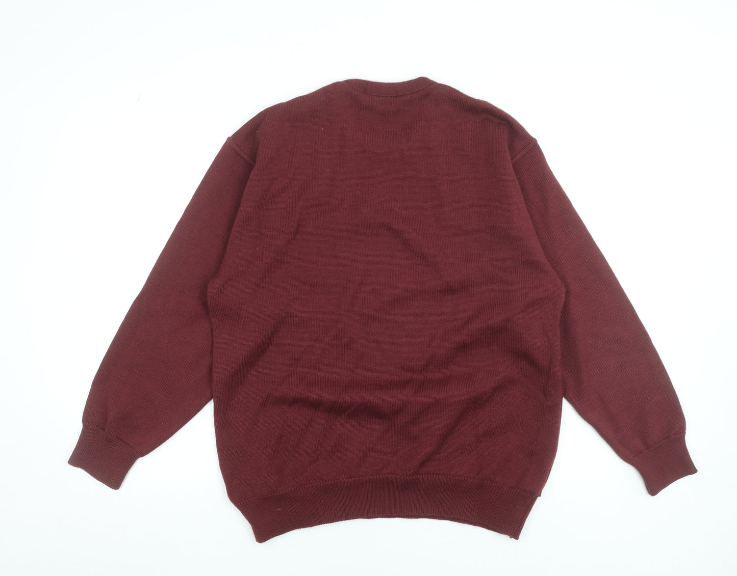 Deer Park Men's Red Wool Blend Pullover Jumper M Geometric Knit