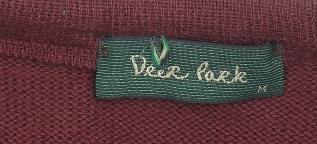 Deer Park Men's Red Wool Blend Pullover Jumper M Geometric Knit