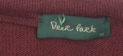 Deer Park Men's Red Wool Blend Pullover Jumper M Geometric Knit