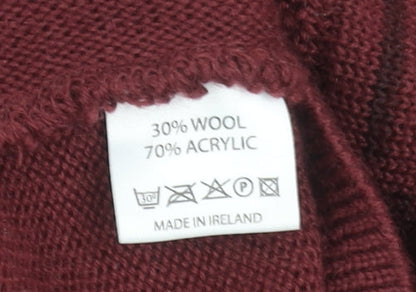 Deer Park Men's Red Wool Blend Pullover Jumper M Geometric Knit