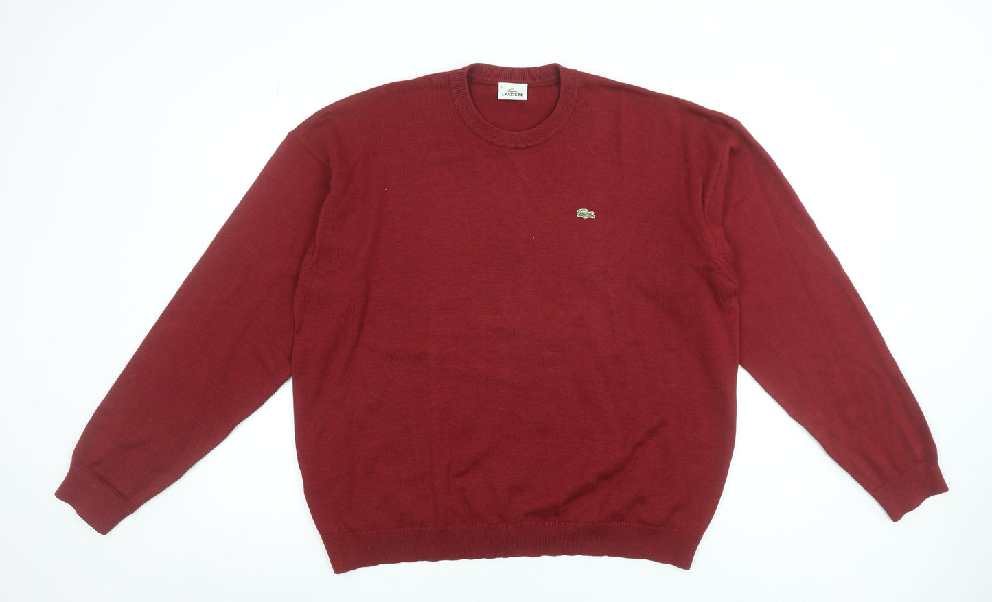 Lacoste Men Red 3XL Wool Blend Crew Neck Pullover Jumper