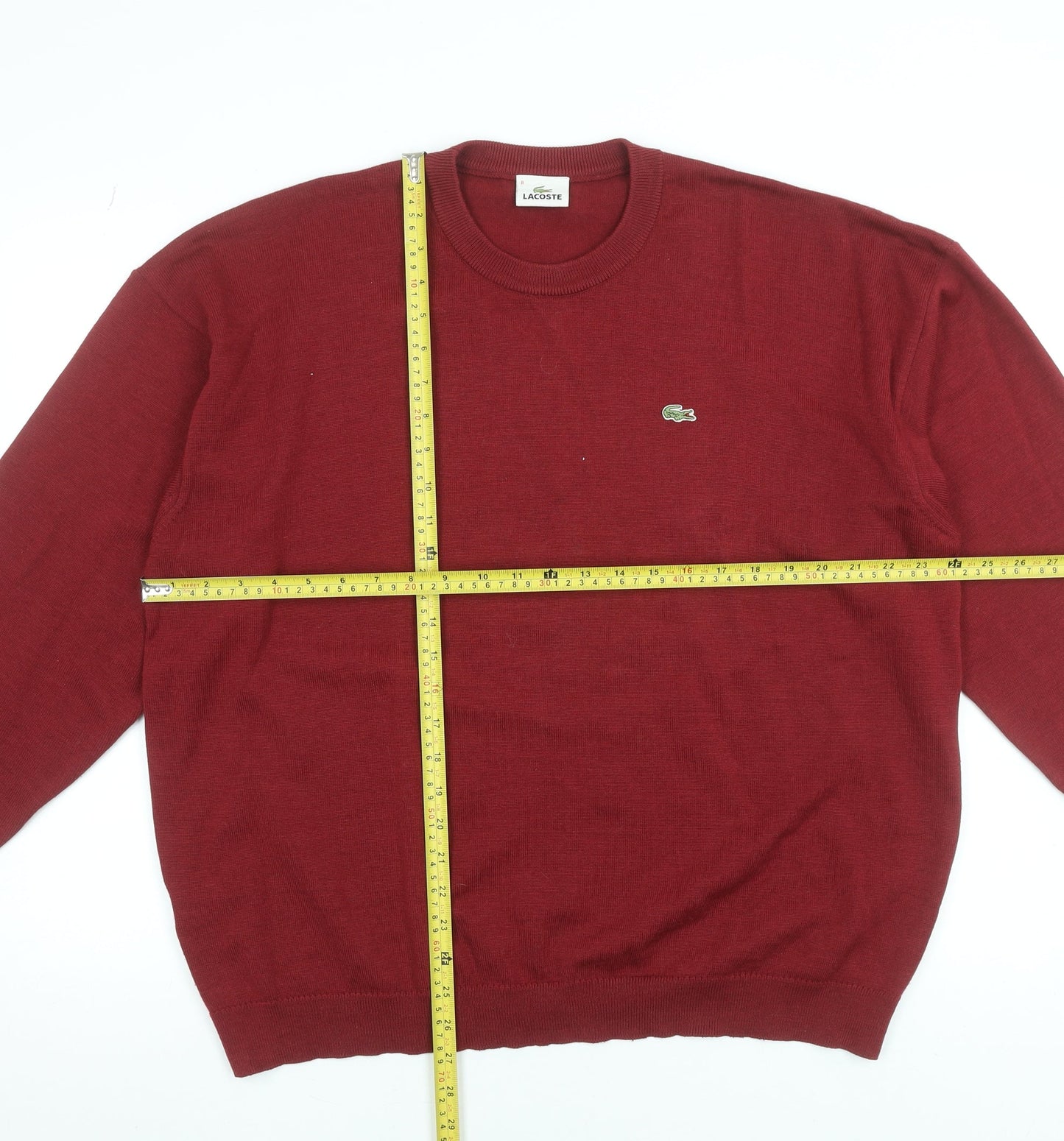 Lacoste Men Red 3XL Wool Blend Crew Neck Pullover Jumper