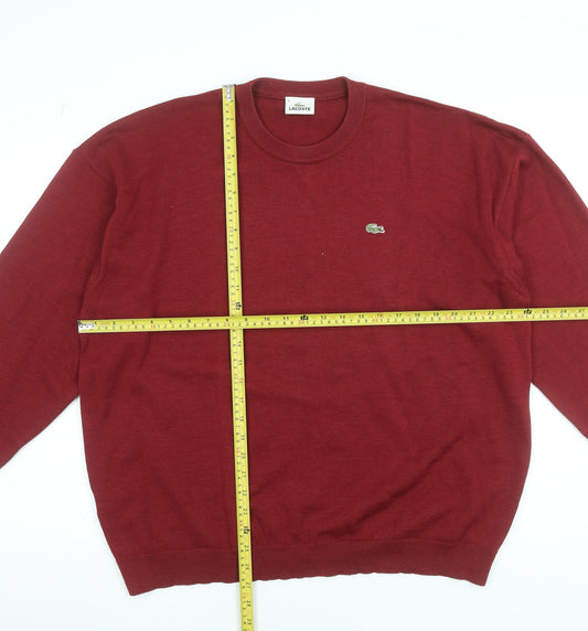 Lacoste Men Red 3XL Wool Blend Crew Neck Pullover Jumper