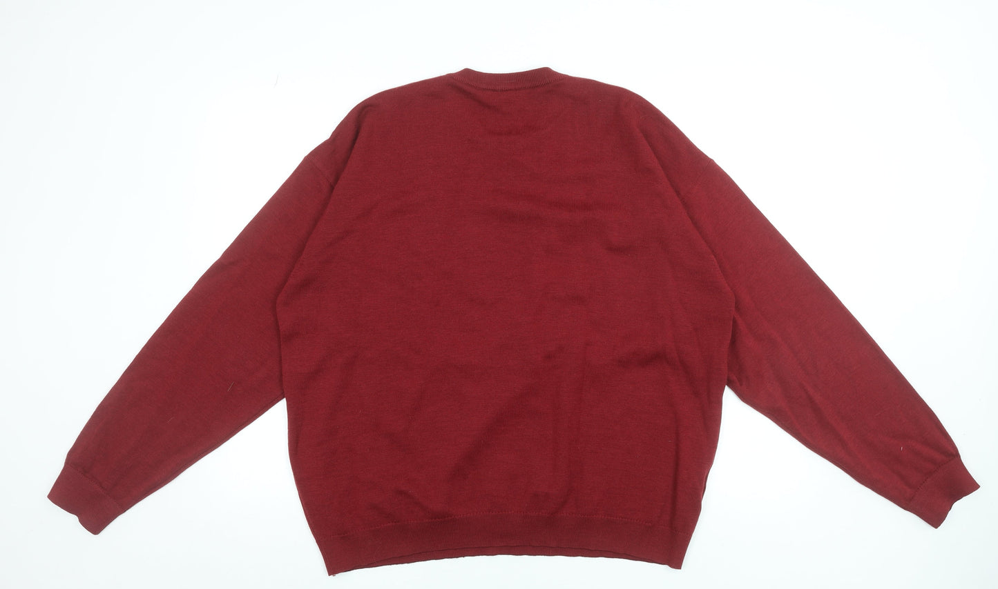 Lacoste Men Red 3XL Wool Blend Crew Neck Pullover Jumper