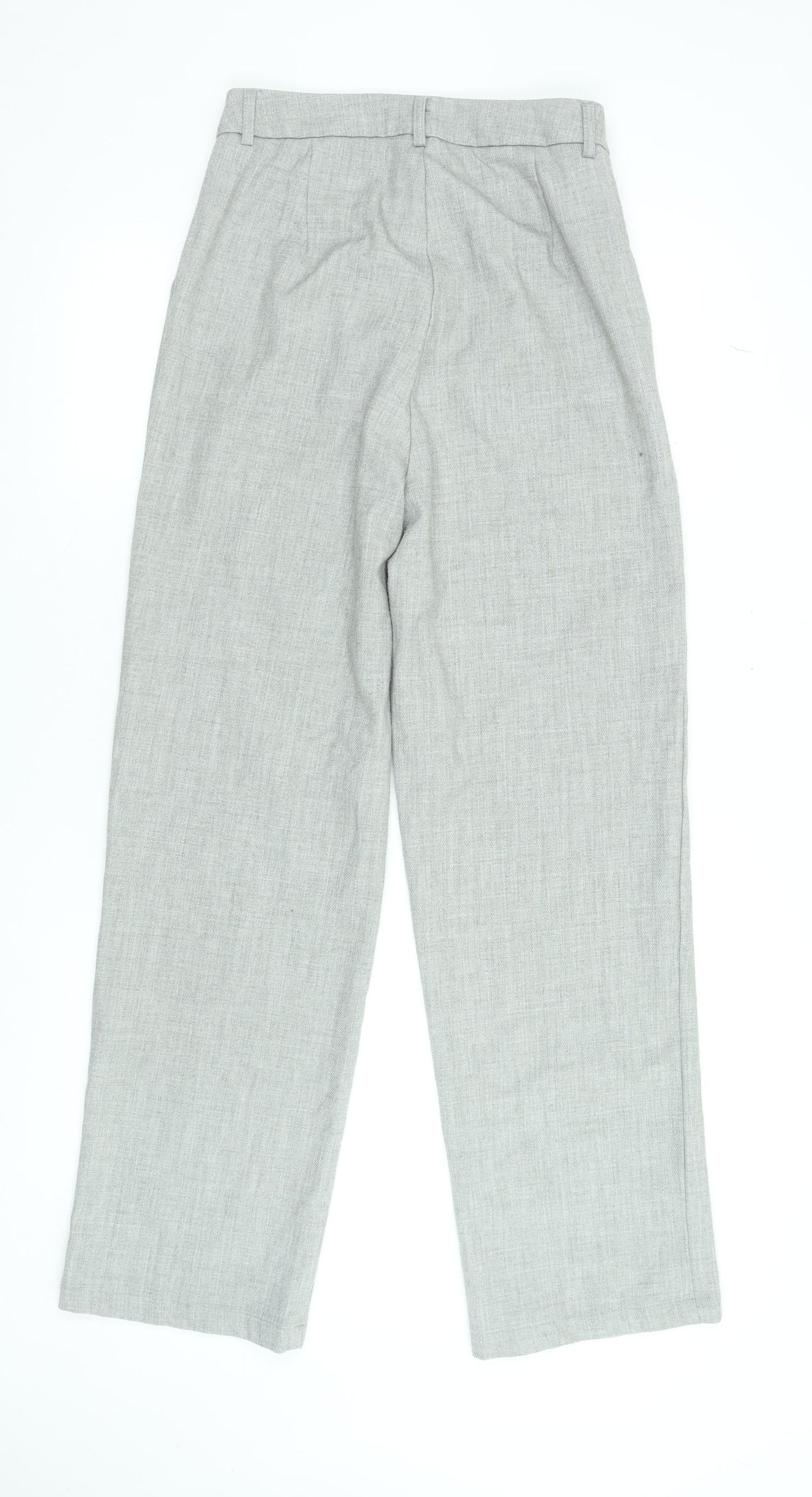 Nasty Gal Women's Grey High Rise Pleated Straight Leg Trousers Size M
