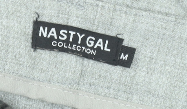 Nasty Gal Women's Grey High Rise Pleated Straight Leg Trousers Size M