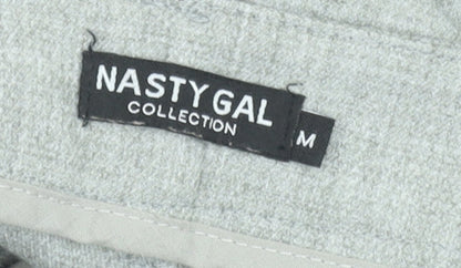 Nasty Gal Women's Grey High Rise Pleated Straight Leg Trousers Size M