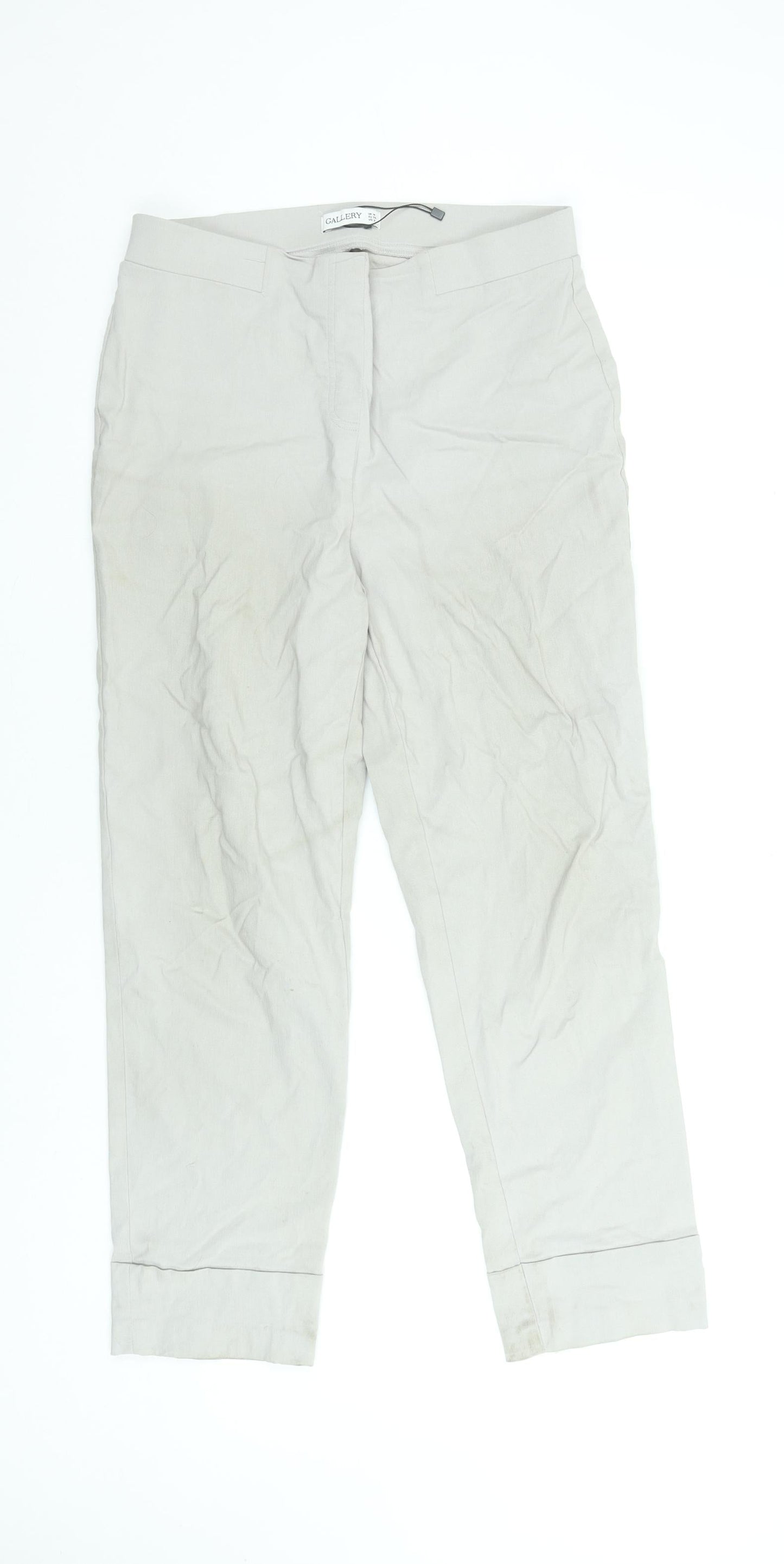 Womens UK Size M Gallery Regular Fit Cropped Grey Trousers