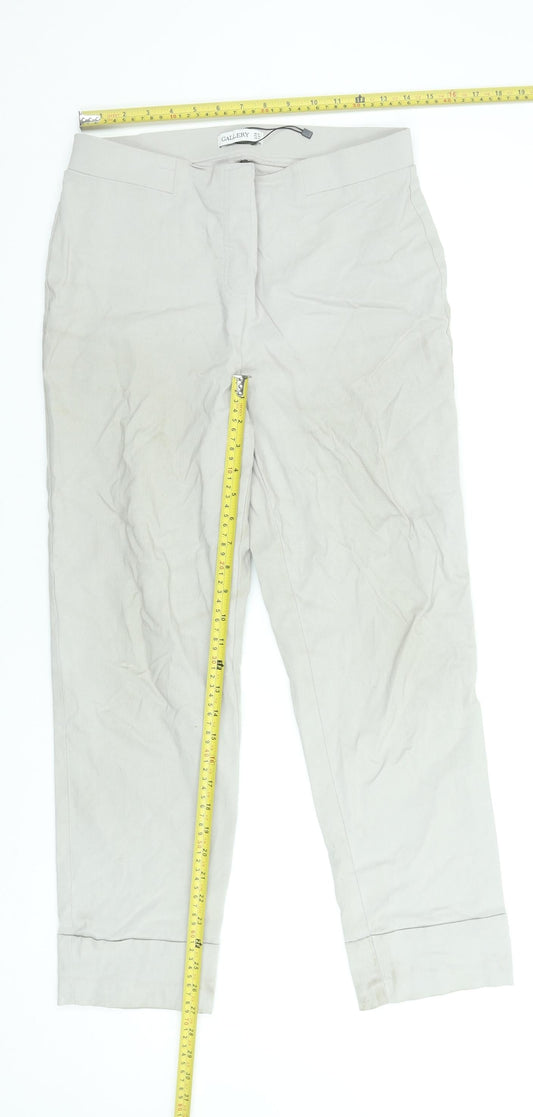 Womens UK Size M Gallery Regular Fit Cropped Grey Trousers
