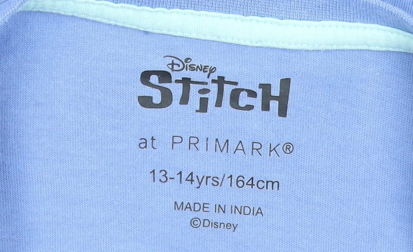 Disney Stitch Blue Cropped Teen Girls T-Shirt by Primark Size 14