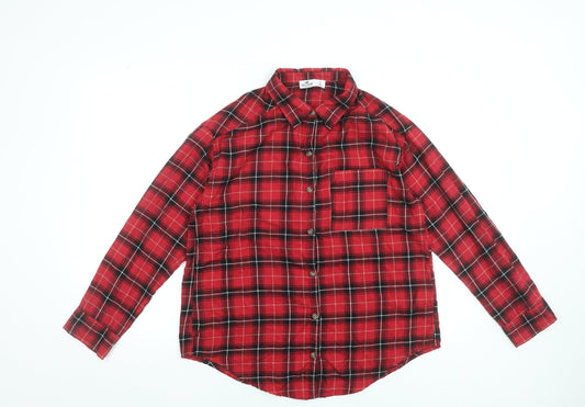 Womens UK Size S Hollister Red Basic Button-Up