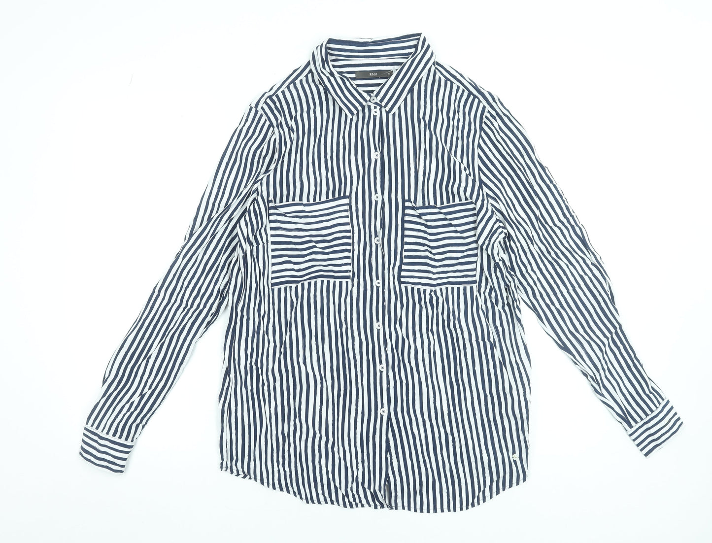 Womens UK Size 14 BRAX Blue Basic Button-Up