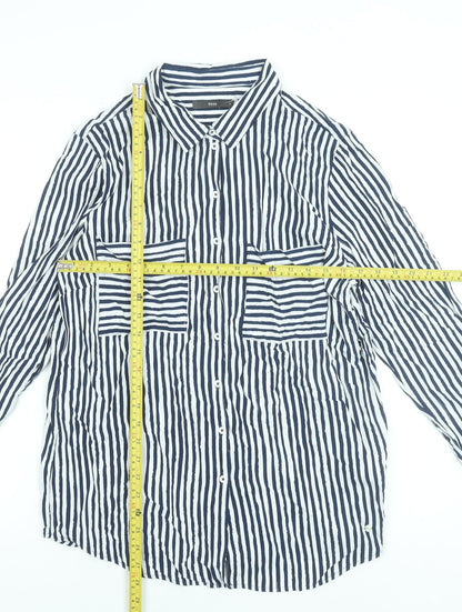 Womens UK Size 14 BRAX Blue Basic Button-Up